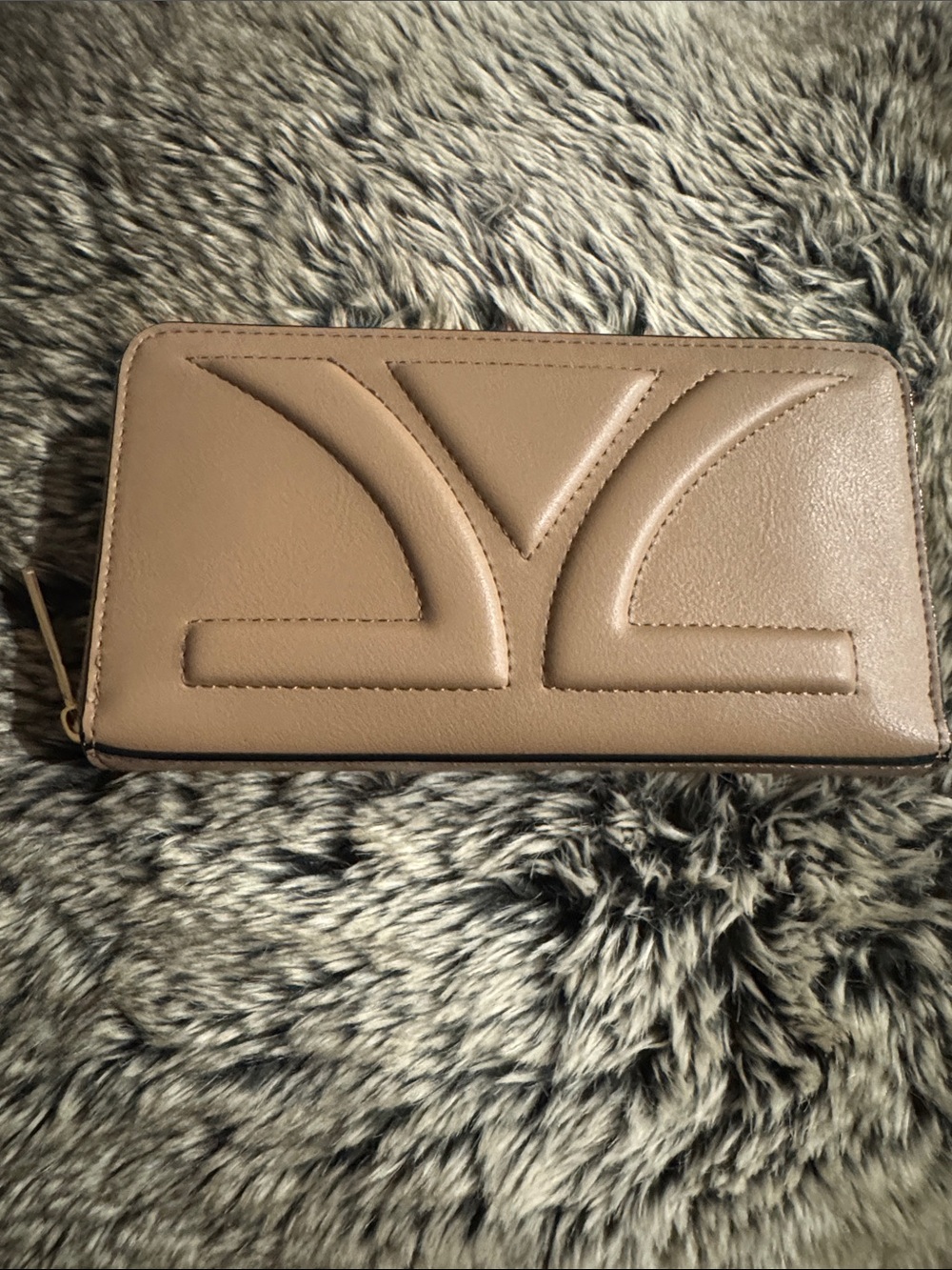 Levian Taupe Zip-Around Leather Wallet